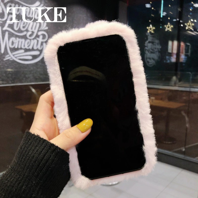 Ốp điện thoại kiểu vải lông có tai thỏ mềm mại cho iPhone 12 Mini 11 Pro Max X XS XR 6 6S 7 8 Plus | BigBuy360 - bigbuy360.vn