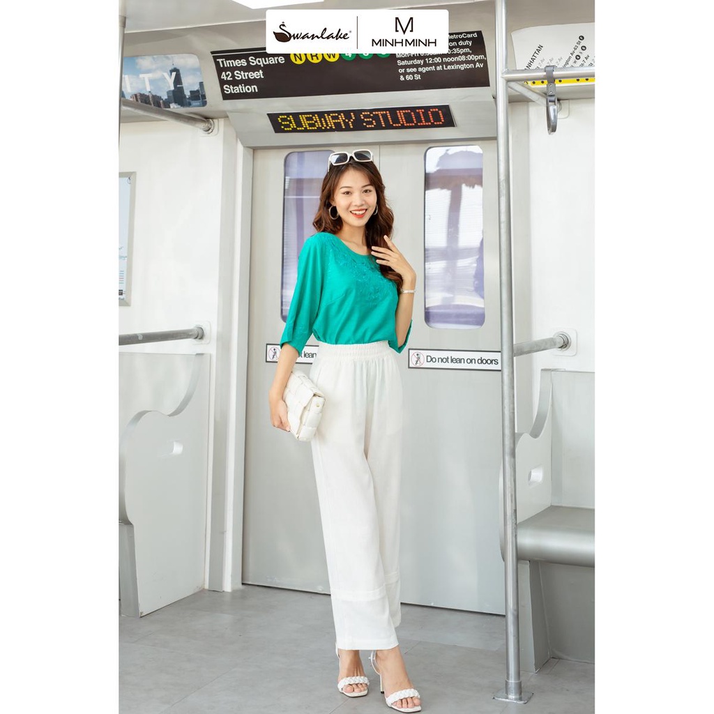 SWANLAKE | Quần Ống Suông Nữ Trung Niên Chất Linen Lưng Thun Dễ Mặc, Dễ Phối Đồ, Nhiều Màu - MÃ: Q10195LW01