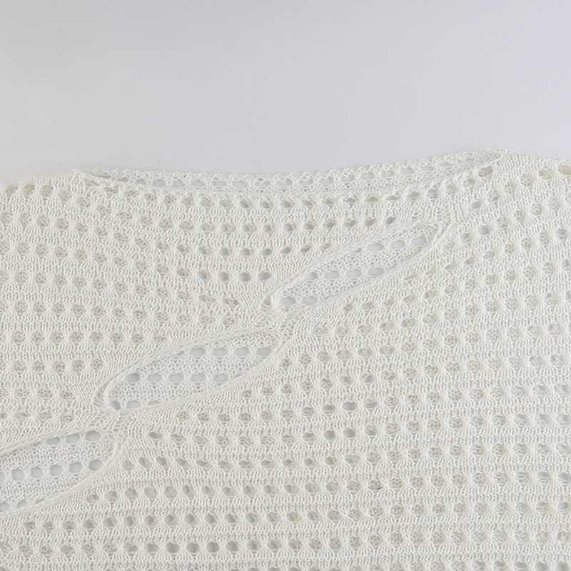 Brroa Áo Crop Top Dệt Kim Tay Loe Dài Phối Lưới Xuyên Thấu Gợi Cảm Cho Nữ Blous