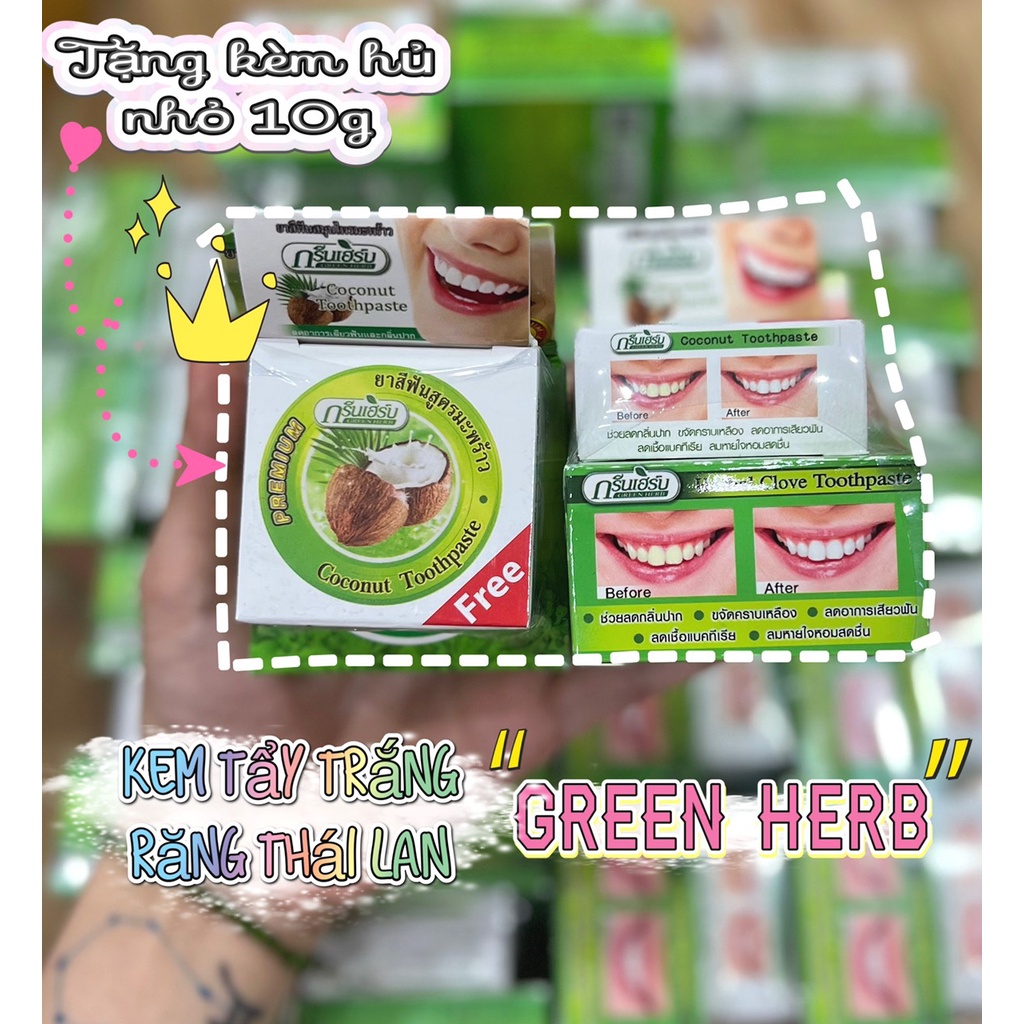 (25g Tặng thêm Hũ Nhỏ 10g) Kem Trắng Răng Green Herb Thái Lan