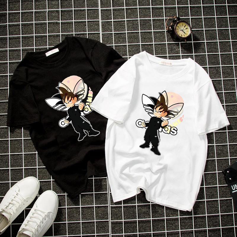 Áo thun Unisex form rộng goku và logo cá tính Hàn Quốc vải dày mịn 2019T1563
