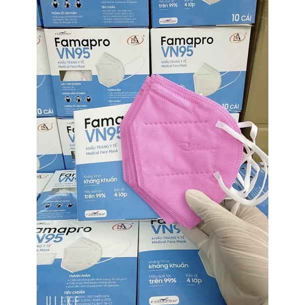 Hộp 10 Khẩu Trang Y Tế N95 FAMAPRO Chính Hãng Cao Cấp Nhiều Màu