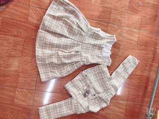 Set áo váy dạ bé gái