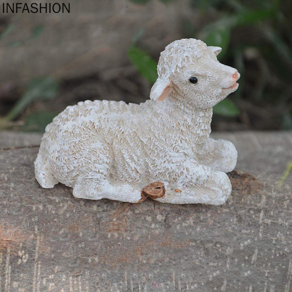Mô hình con cừu nhỏ resin dành cho trang trí sân vườn đáng yêu