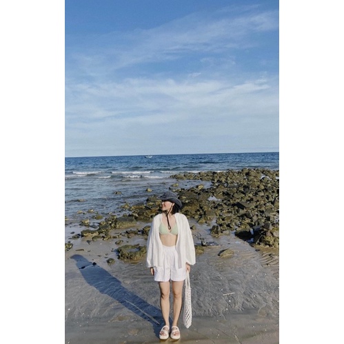 Áo bralette Mad Colours Hoa nhí thô , xô musline mềm  mịn tone xanh - Hàng hanmade - The Heidiii