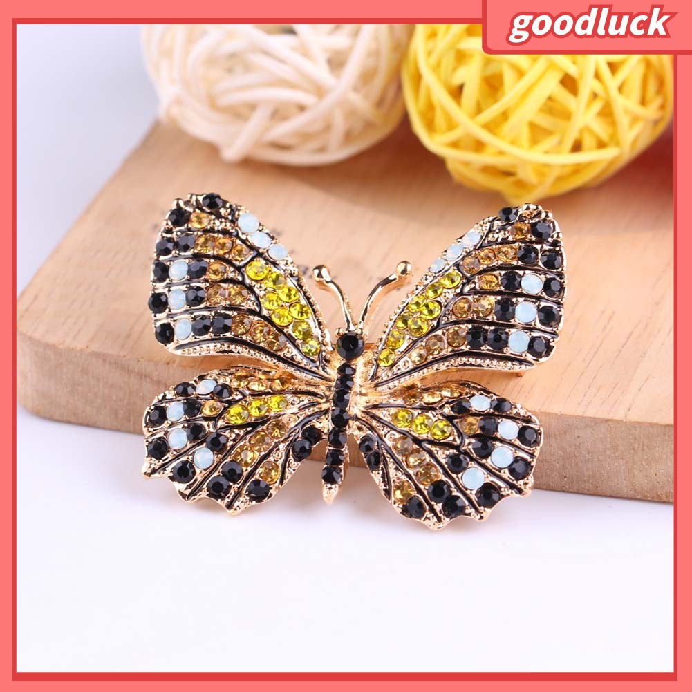 Trâm Cài Áo Hình Bướm Có Đính Đá Nhiều Màu Cho Nữ