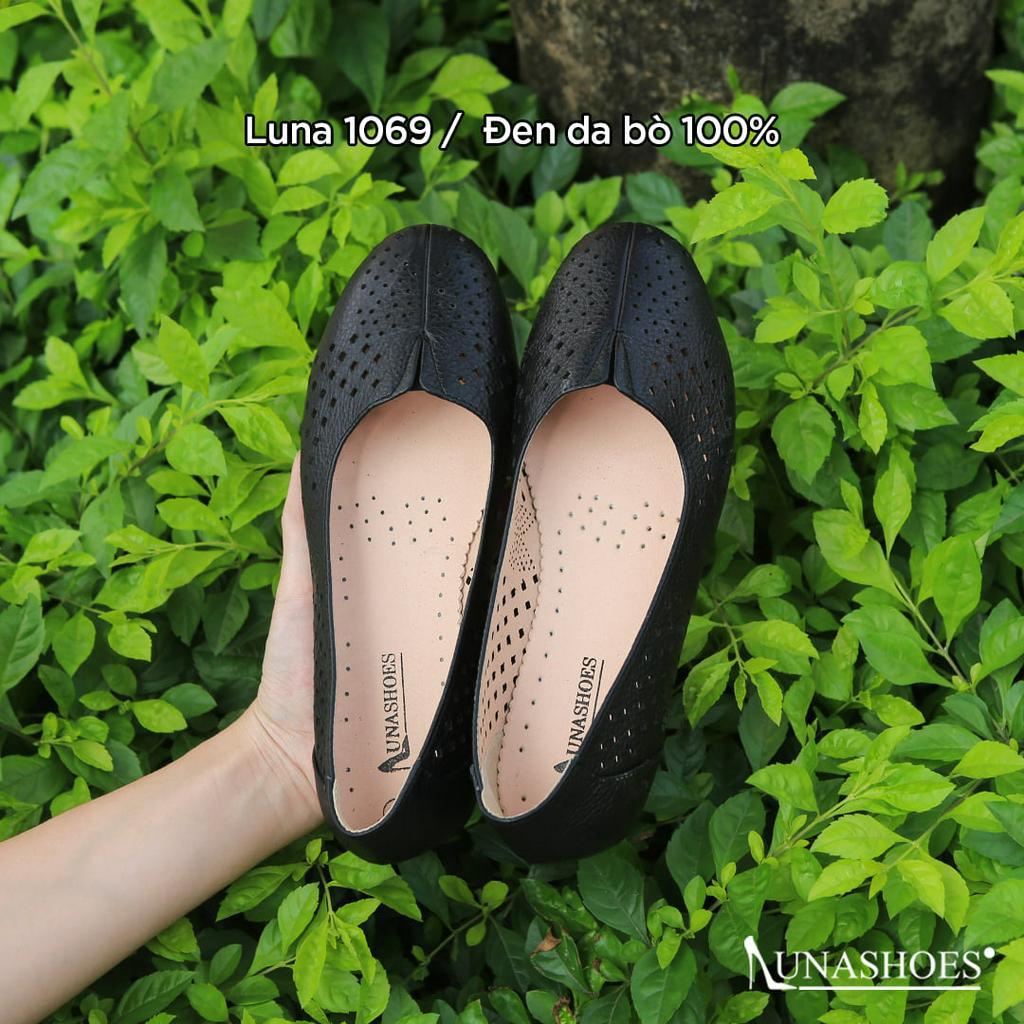 Giày bệt nữ, giày búp bê nữ da bò Lunashoes 1069 màu đen nâu trắng vàng bảo hành 24 tháng 1 đổi 1 giày búp bê