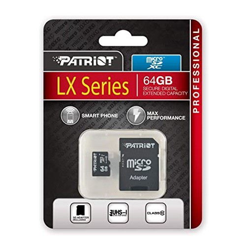 Thẻ nhớ MicroSD thương hiệu Mỹ - Patriot LX Series 64GB (Class10 - Kèm Adapter chính hãng)