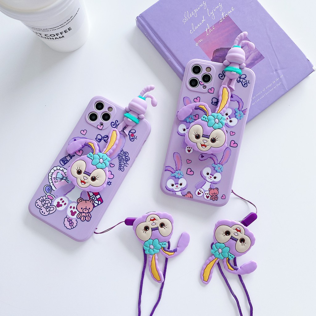 iPhone 6plus 6SPlus 6 6S 7 8 7Plus 8Puls X XS XR XSmax 11 11pro 11proMax 12 12pro 12proMax 12Mini Cartoon Stella Rabbit +stand +lanyard soft TPU phone case