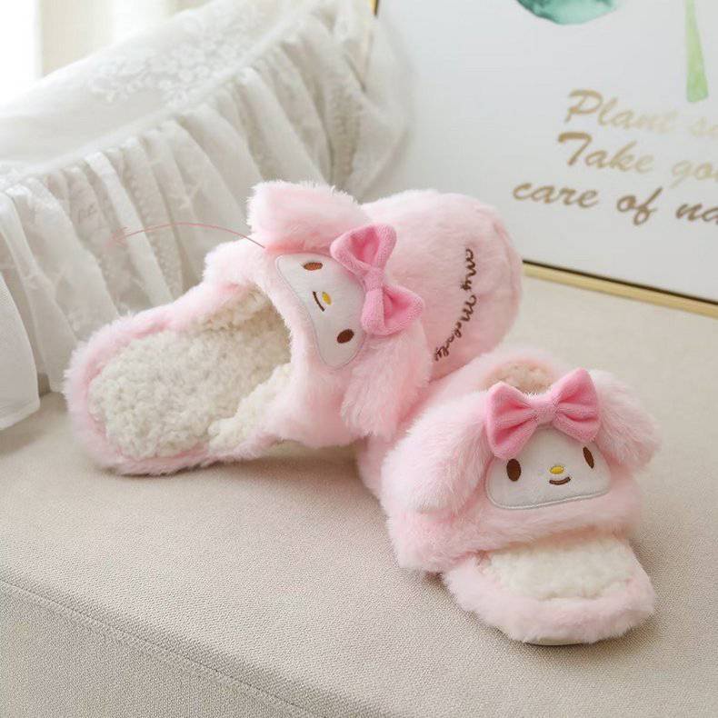 SANRIO Dép Bông Đi Trong Nhà Chống Trượt Hình Kuromi Cinnamoroll Melody Đáng Yêu