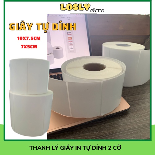 Giấy in tự dính thanh lý 2 cỡ 10x7.5cm và 7x5cm