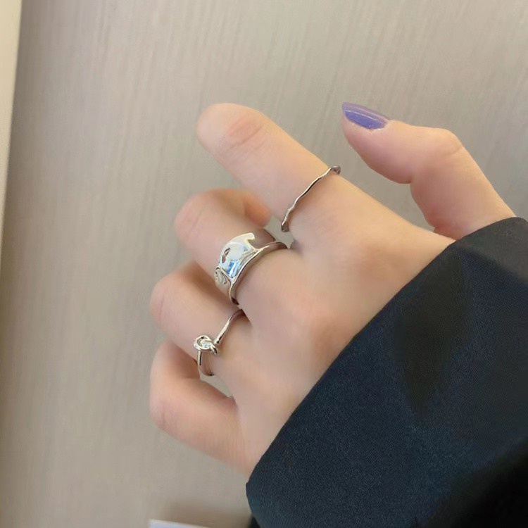 Bộ Ba Nhẫn Kim Loại Thời Trang Cá Tính