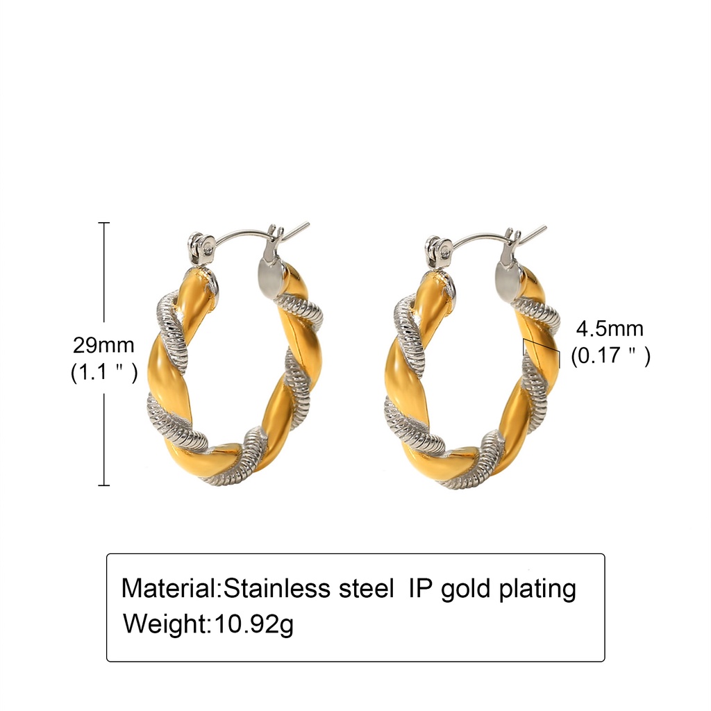 Vnox Đôi Bông Tai Hình Chữ U Màu Bạc Và Vàng Đồng Không Gây Dị Ứng Trang Sức Hàng Ngày Cho Nữ