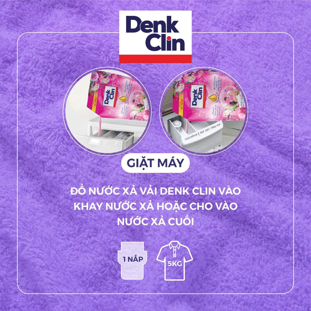 Nước xả làm mềm vải Denkclin chăm sóc chuyên sâu túi 800ml