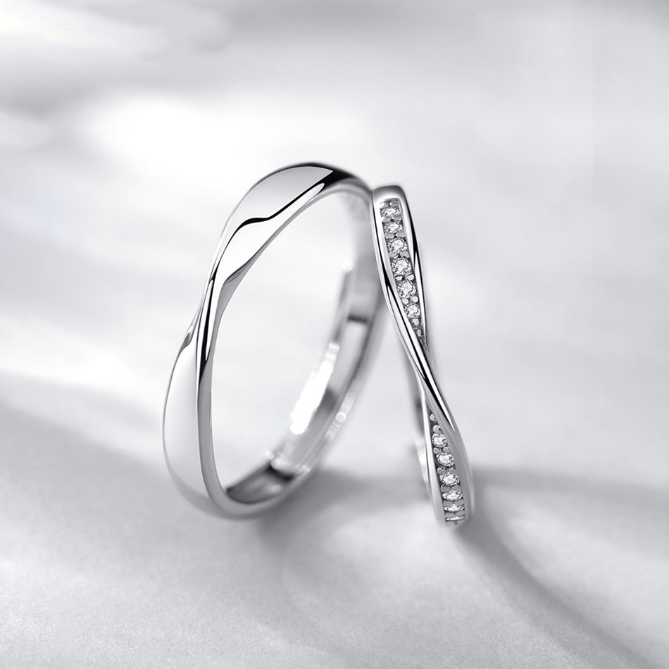 Nhẫn đôi tình yêu đính ước Nam Nữ Bạc S925 cao cấp, Kiểu dáng mảnh nhẹ nhàng ND2710 - Bảo Ngọc Jewelry