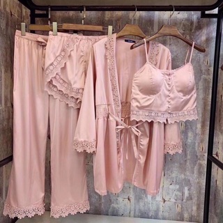 (SALE) Set đồ ngủ lụa cao cấp 4 chi tiết