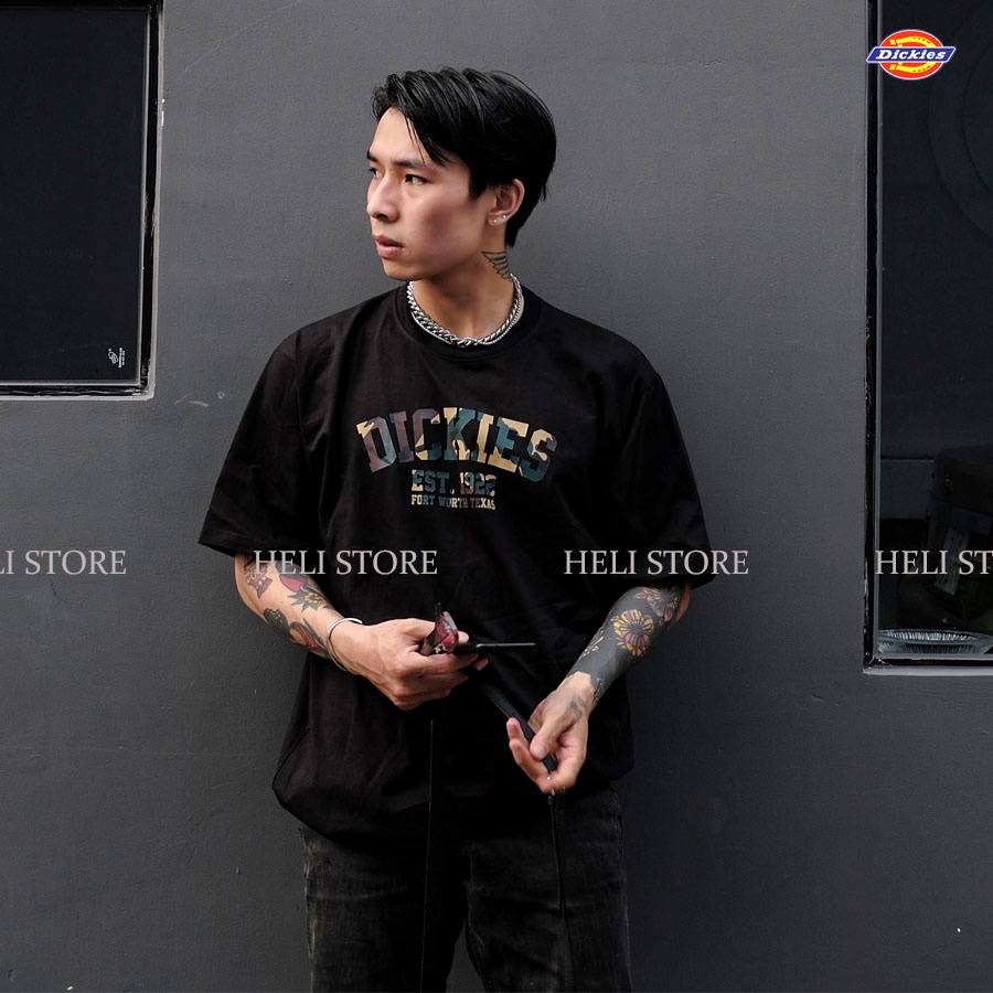 Áo thun nam nữ unisex Dickies basic in ngực, chất cotton 100% chính hãng - Helistore