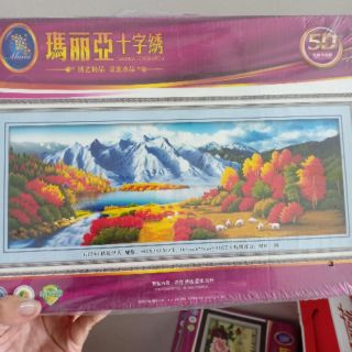 Tranh thêu 3d sang thu tuyệt đẹp kt 187×73cm