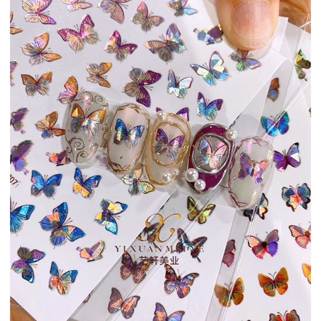 Sticker nails - hình dán móng 3D bướm hologram