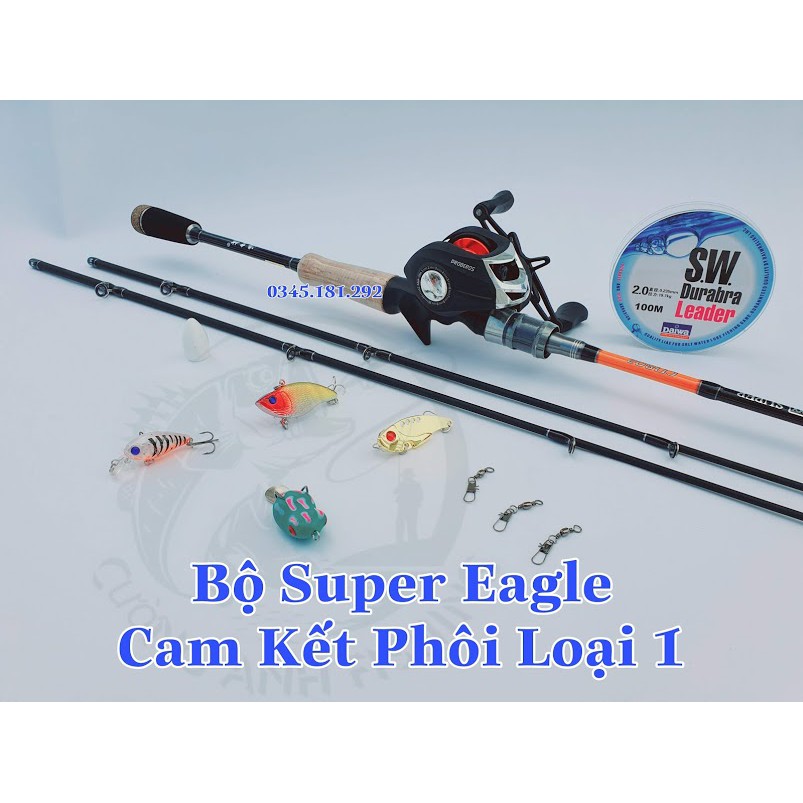 Bộ Cần Lure Super Eagle - Máy Ngang  Proberos Đen Hàng Bảo Đảm Phôi Cần Loại 1  Bộ Cần Câu Lure Lóc CL34