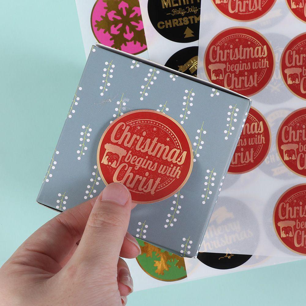 Giấy Dán Niêm Phong Hộp Quà Tặng Bánh Quy DIY Chủ Đề Giáng Sinh