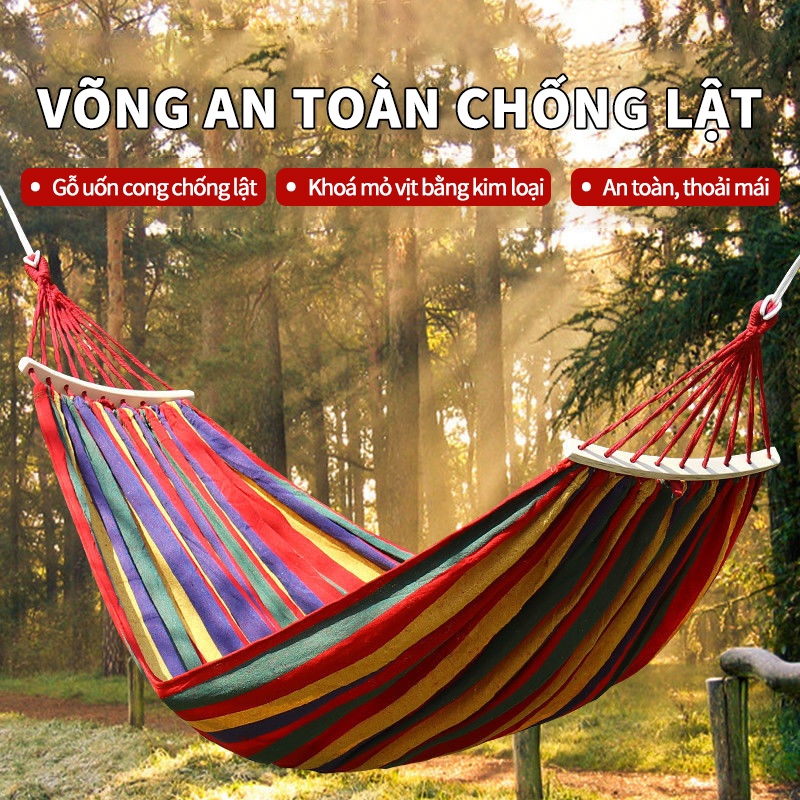 Võng du lịch sợi vải  đan ,Canvas dày,Khả năng chịu tải siêu lớn 190*100 cm  dã ngoại, gấp gọn