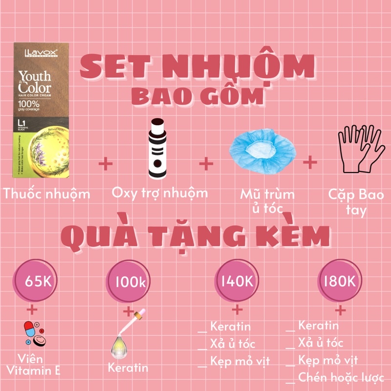 Thuốc nhuộm tóc NÂU HỒNG | Tặng Vitamin E nhuộm tóc, bao tay nhuộm tóc, mũ trùm tóc, nhuộm dành cho học sinh, chén nhuộm