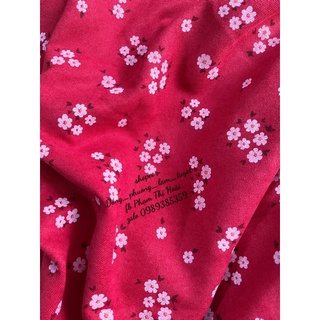 vải thô mặt nhung ozaza chùm hoa cúc may áo dài và váy