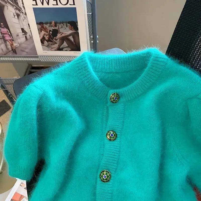 Áo khoác cardigan dáng ngắn tay ngắn mỏng mềm mại thời trang mùa xuân 2023 dành cho nữ