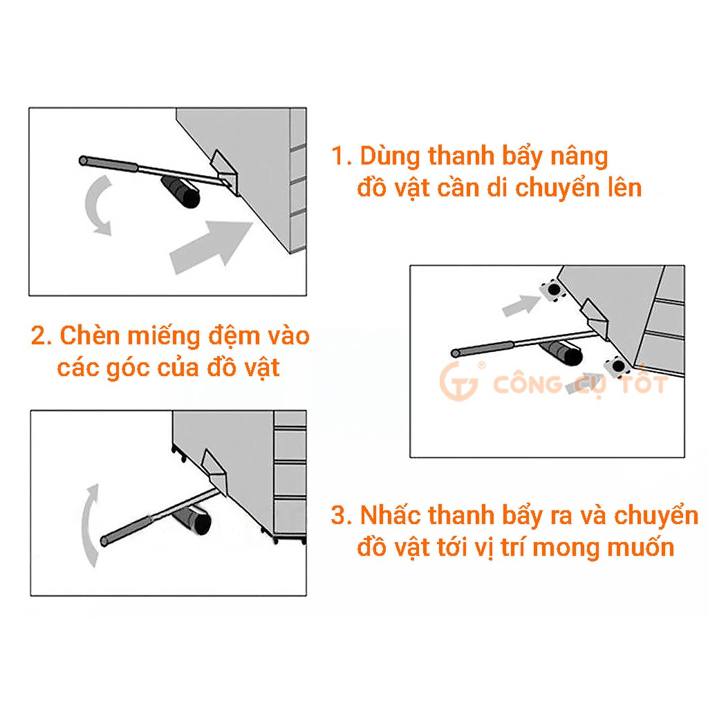 Dụng cụ di chuyển vật nặng - Kích chuyển đồ mini - Màu ngẫu nhiên