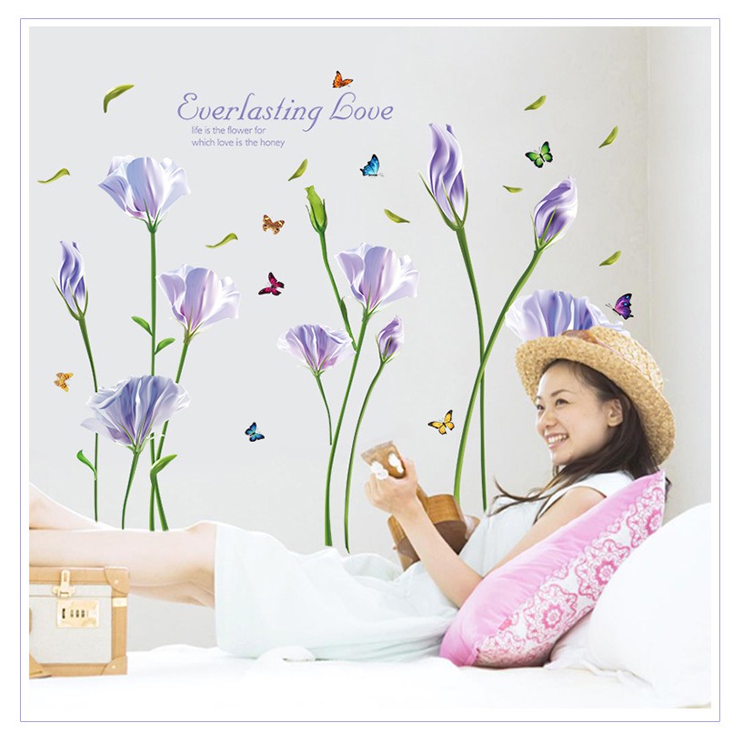 COMBO 4 bộ decal dán tường Hoa dán trang trí phòng khách - phòng ngủ (inbox shop chọn mẫu)