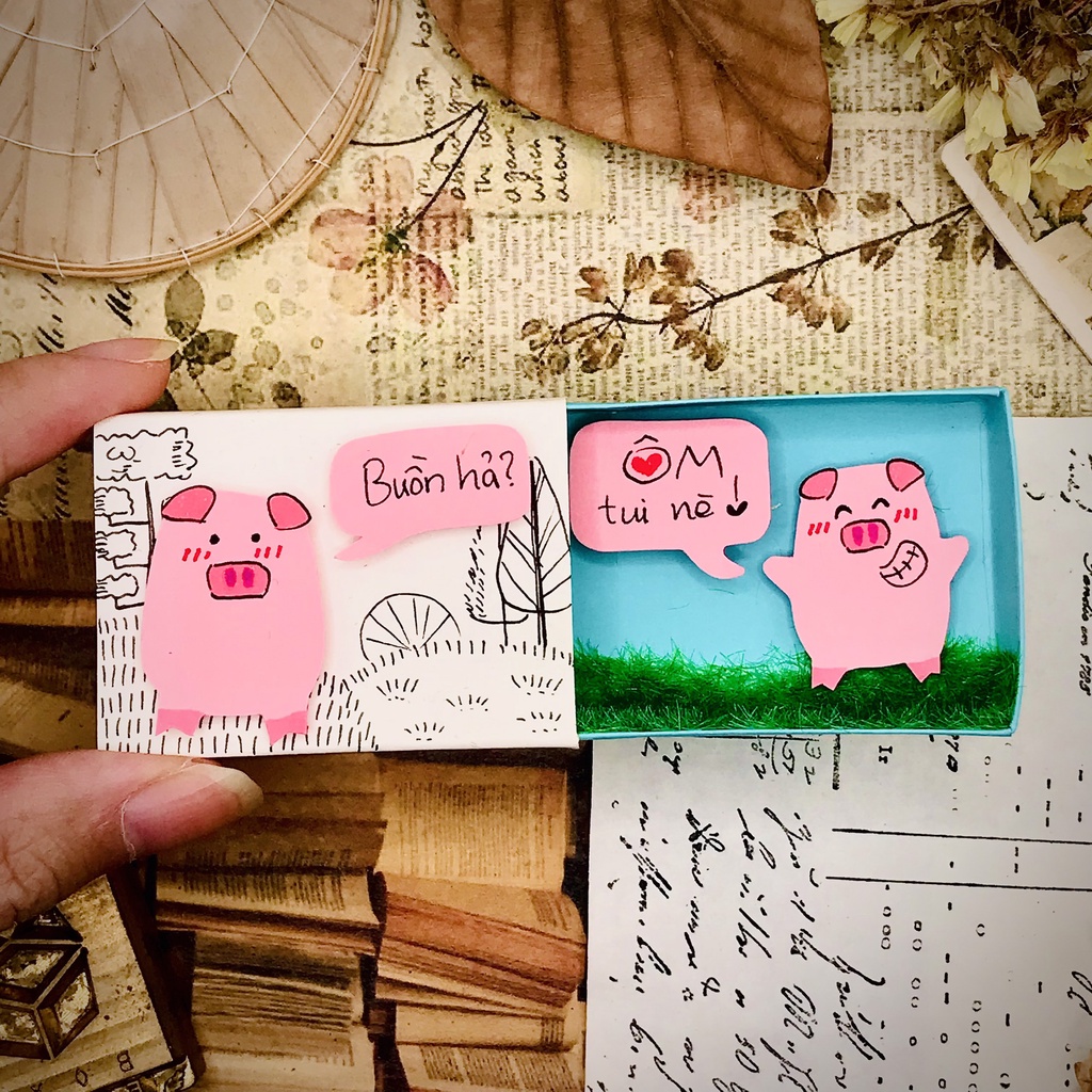Hộp diêm handmade Buồn Hả? quà tặng cưng xỉu an ủi, dỗ dành người yêu, bạn trai, bạn gái