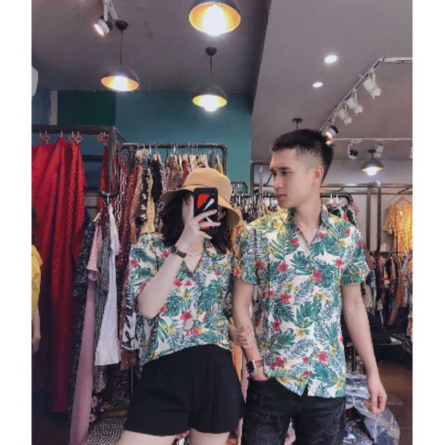 Áo sơ mi đa họa tiết hoa lá quả
