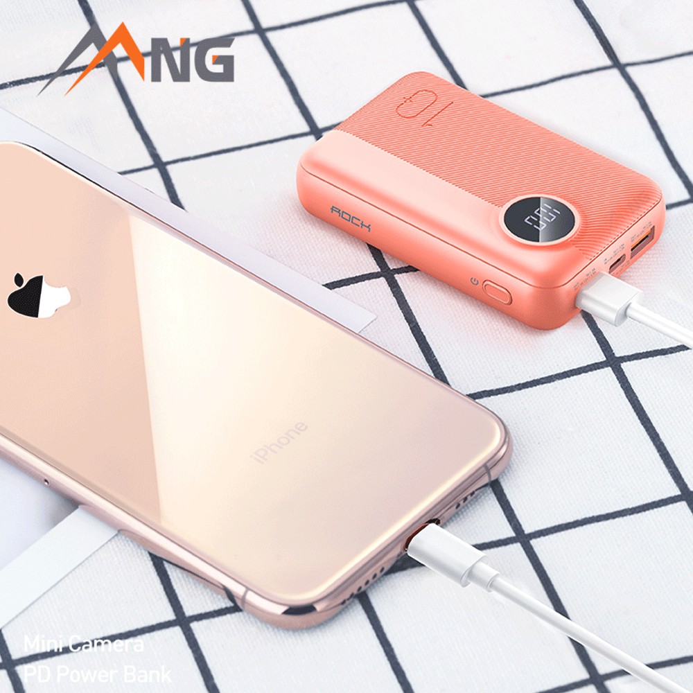 Pin sạc dự phòng mini chính hãng Rock space P75 chuẩn PD 10.000 mAh sạc nhanh cho iPhone, samsung, vsmart, Oppo