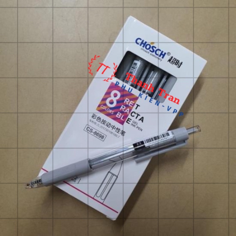 Hộp 12 cây bút gel dạng BẤM mực nước Chosch 8698 Ngòi 0.5mm