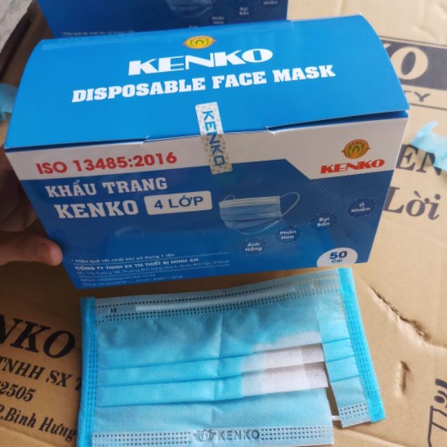 2 hộp Khẩu trang Y TẾ 4 lớp cao cấp, hộp 50 màu Xanh