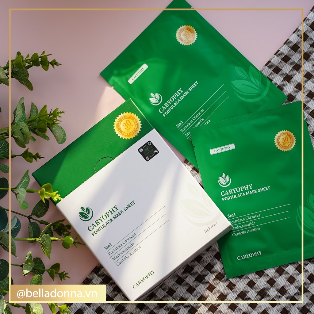 [CHÍNH HÃNG] Mặt Nạ Dưỡng Ẩm, Ngừa Mụn, Sáng Da, Mờ Thâm Caryophy Portulaca Mask Sheet 22g