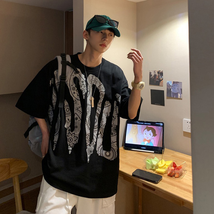 ♞AFF LIGA♞ áo nam Tay Ngắn Oversize Phong Cách Hip Hop Năng Động