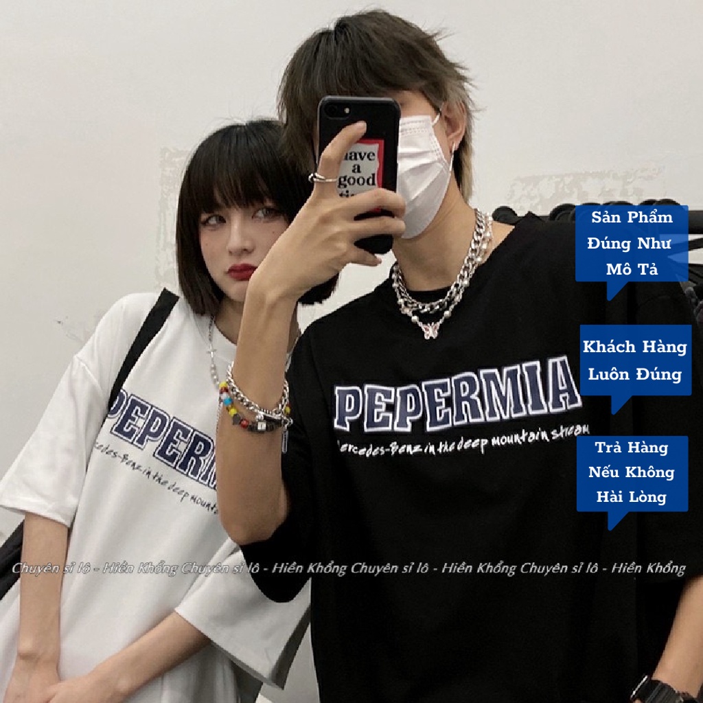 Áo Thun Unisex Nam Nữ From Rộng Cổ Tròn Tay Lỡ Freesize 38-70kg - Pepermia