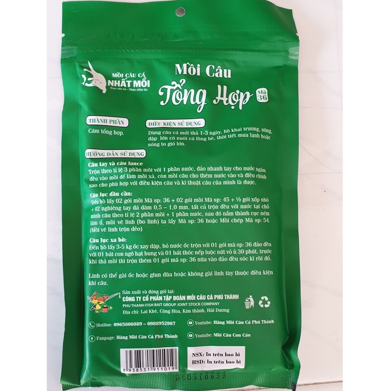 Mồi Câu Tổng Hợp Nhất Mồi số 36 (200g/gói)