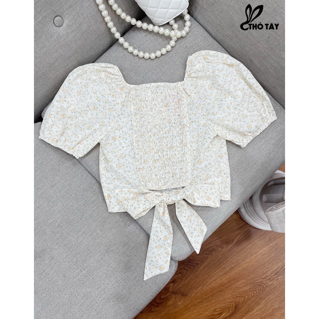 Áo kiểu hoa nhí nơ lưng THỎ TÂY A229D32