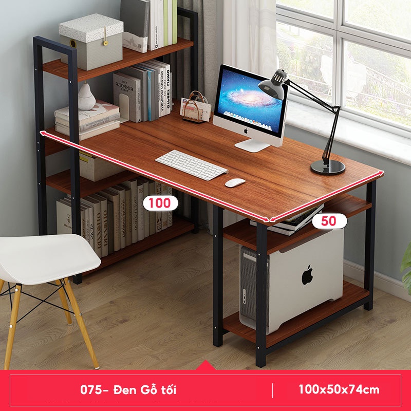 Bàn làm việc, bàn học kèm giá sách tiện dụng trong việc học tập và làm việc, lắp ráp dễ dàng