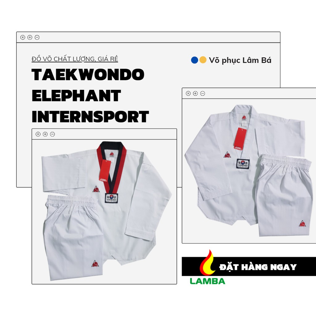 VÕ PHỤC TAEKWONDO CAO CẤP HIỆU ELEPHANT INTERSPORTS UNIFORM TỪ HÀN QUỐC.