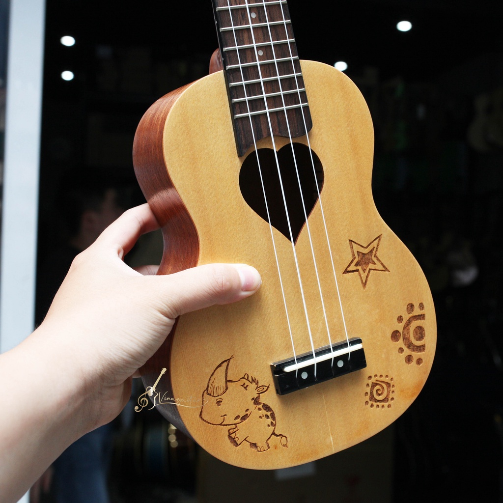 Đàn Ukulele Soprano Gỗ Tốt Voi 21inch - Tặng Kèm Full Phụ Kiện