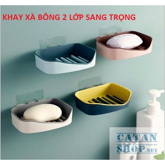 Khay để xà bông, hộp đựng xà phòng 2 Lớp sang trọng không lo bị đọng nước trong khay GD295 ( ngẫu nhiên )