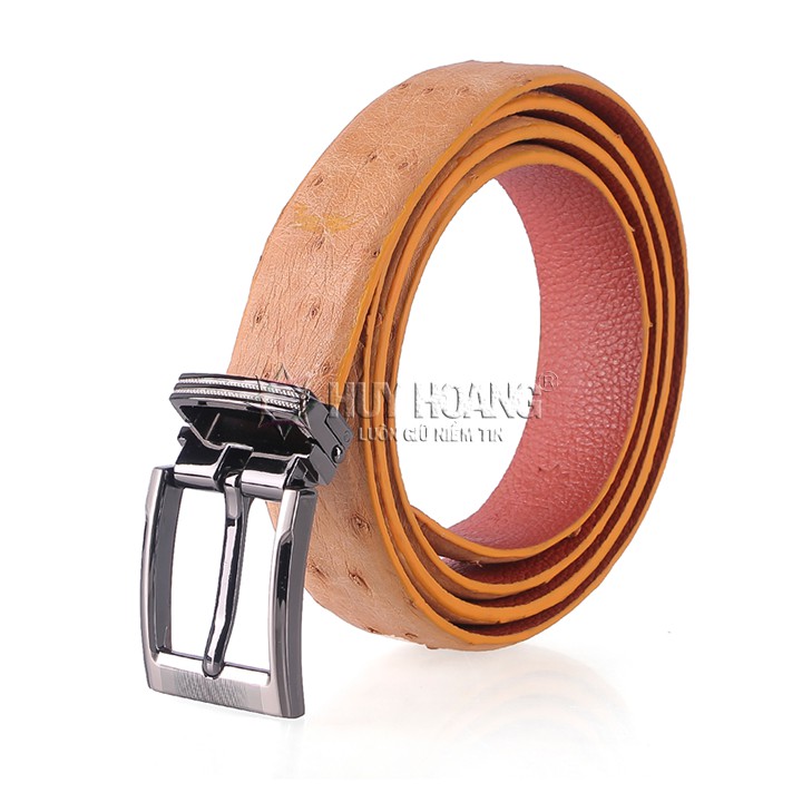 Thắt lưng nữ da đà điểu Huy Hoàng da hột màu vàng bò HP5423