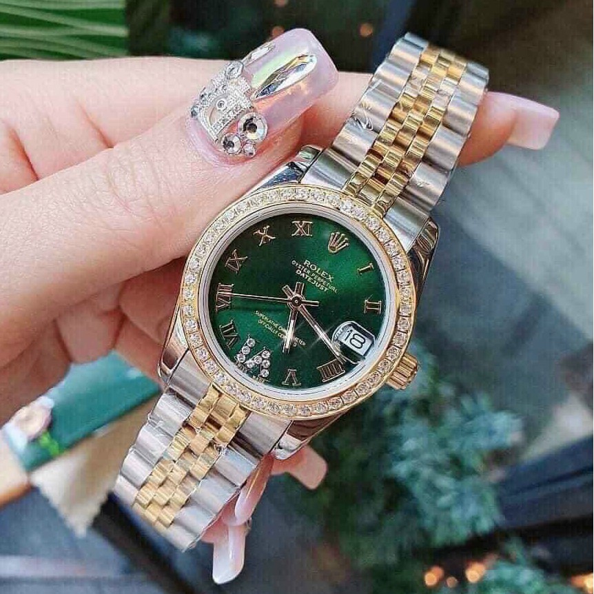 Đồng hồ nữ Rolex mặt tròn đính đá sang trọng dây kim loại bảo hành 12 tháng DHN603 | BigBuy360 - bigbuy360.vn
