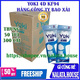 Thùng khẩu trang 4d kf94 yoki / yoki 50 bịch 300 chiếc 4 lớp hàng công ty