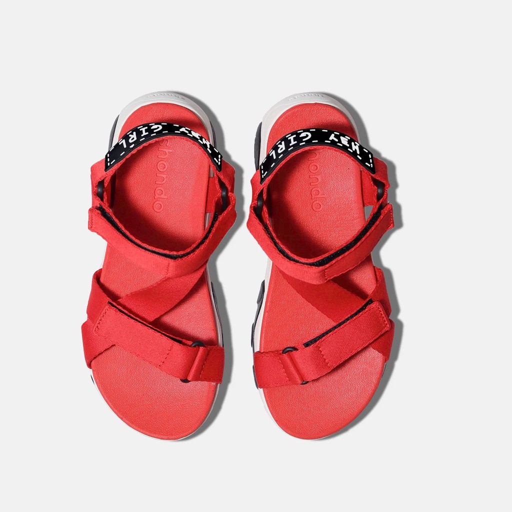 Giày Sandals SHONDO Girly đế trắng quai đỏ GIM0060