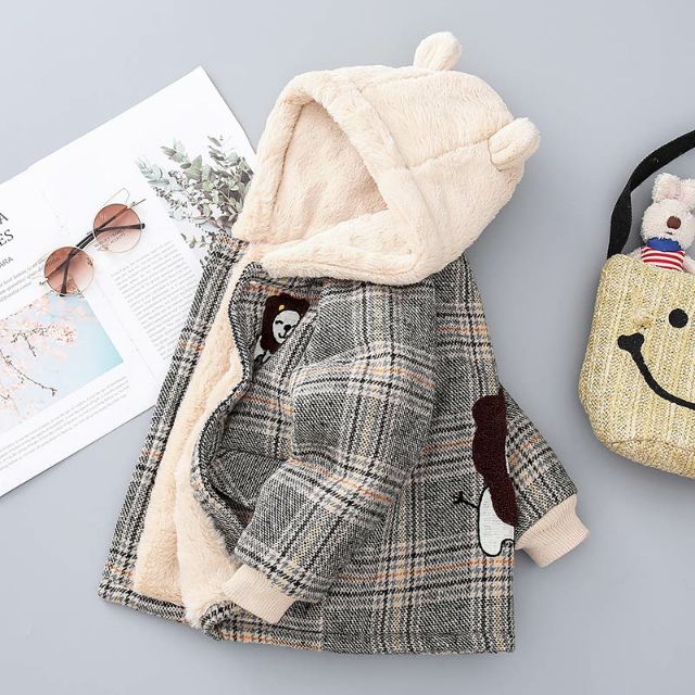 Măng tô dạ lót lông mềm ấm cho bé